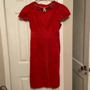 Anthropologie Maeve Corduroy Button-Up Dress